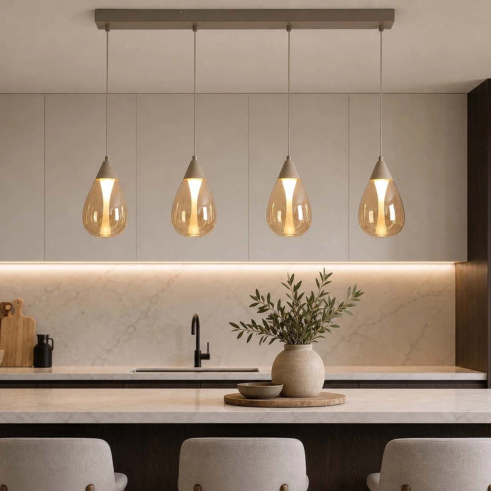 Design-Pendellampe Pear 4-hell sandbraun Searchlight 5,05342E+12