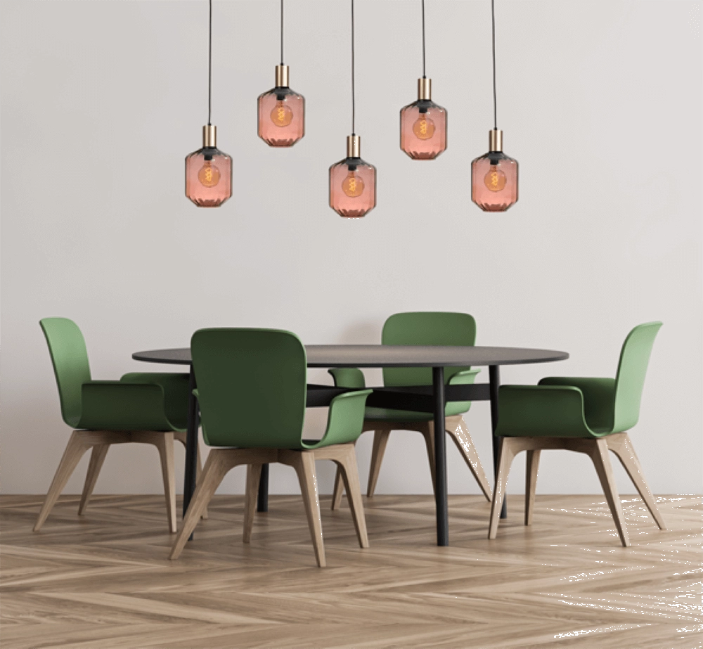 5-flammige Hängelampe - Gold - Porto mit roten Jagger-Brillen – Ø 24 cm Masterlight 8718121270258
