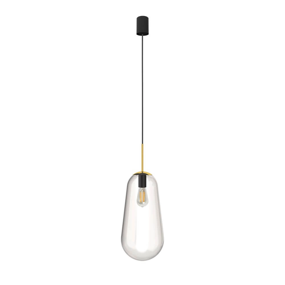 Hängelampe aus Glas Pear Long Ø 22cm Gold mit klarem Glas Lyora 5903139867191
