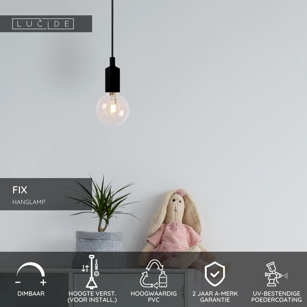 Pendellampe Fix Schwarz Lucide 5411212082817