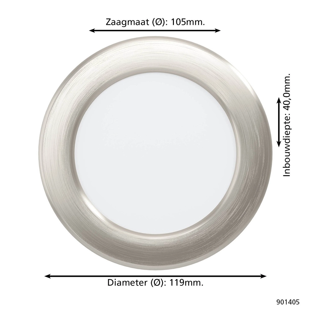 Einbaulampe Fueva 6 rund – Edelstahl – Ø 11,9 cm Eglo 9008606330843