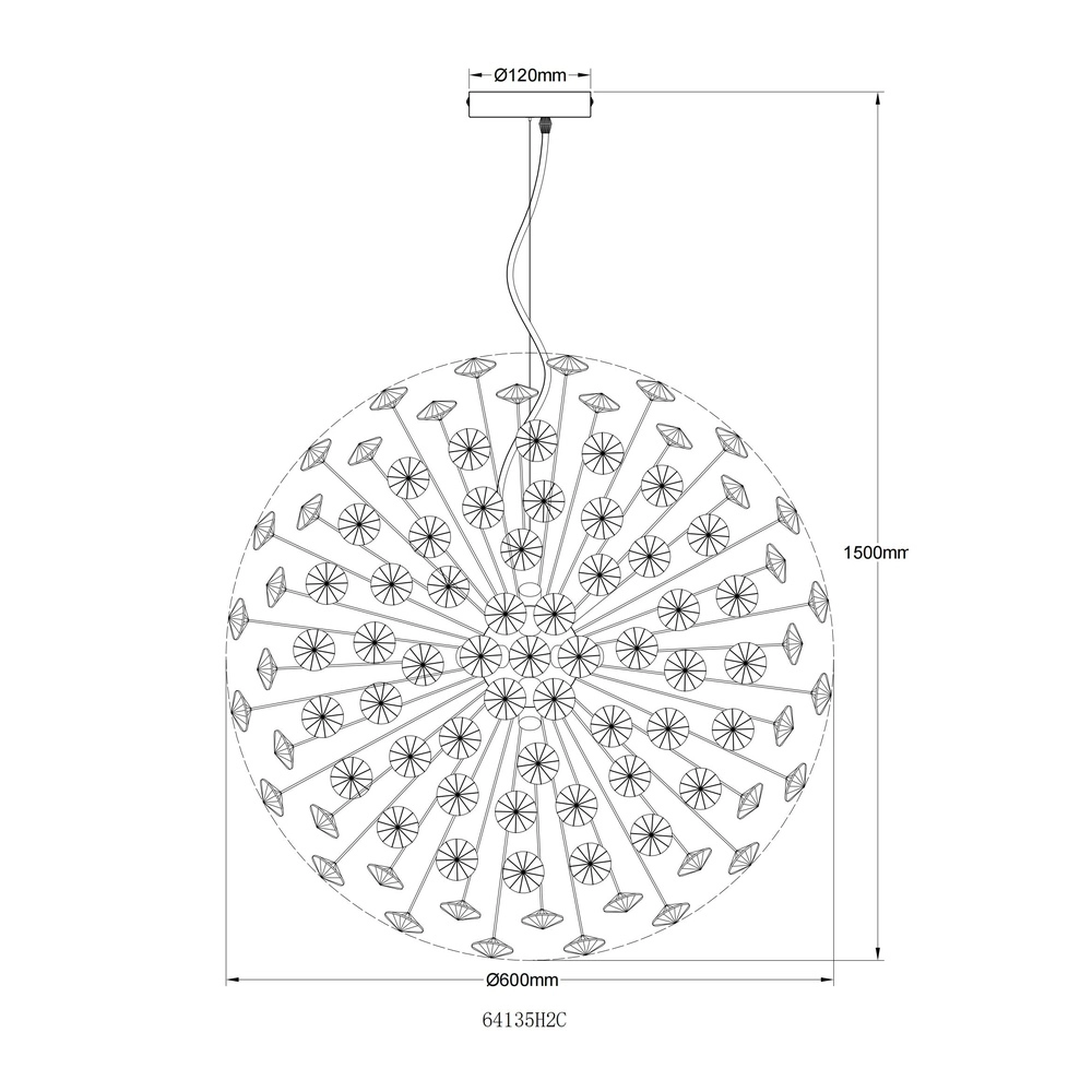 Pendellampe Katrina Chrom Ø 60cm Globo 9007371475346
