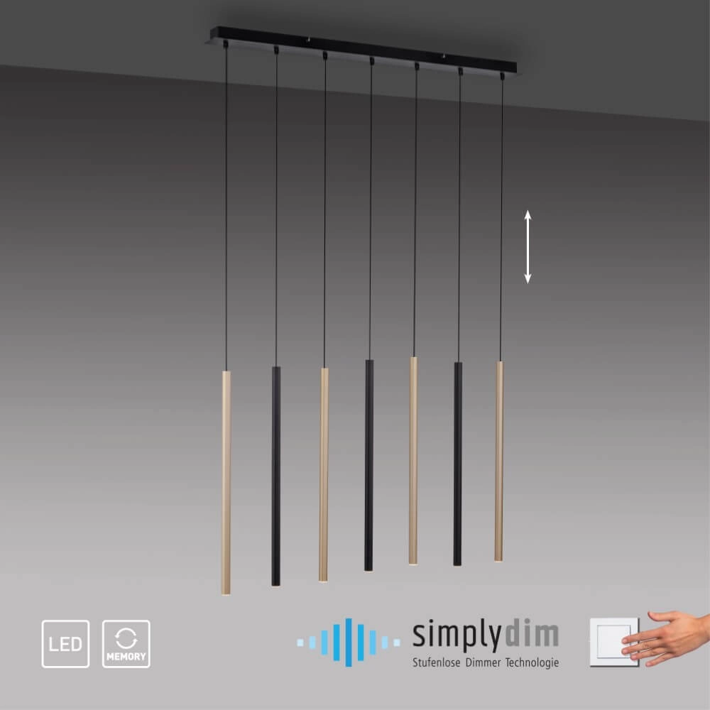 Einzigartige Hängelampe Flute 7-Licht Paul Neuhaus 4012248374771