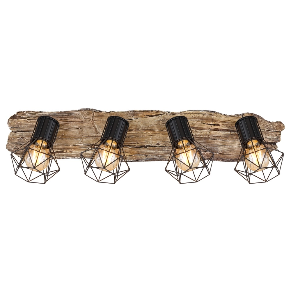 Deckenlampe Priska 4-hell schwarz mit Holz Globo 9007371430376