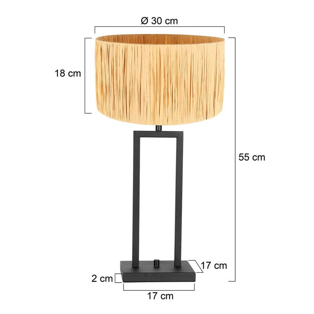 Tischlampe Stang schwarz mit Strohschirm Steinhauer 8712746172034