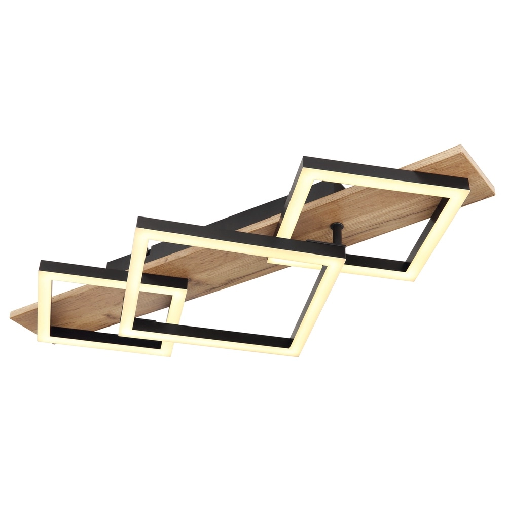Deckenlampe Beatrix 61 cm schwarze Quadrate mit Holz
