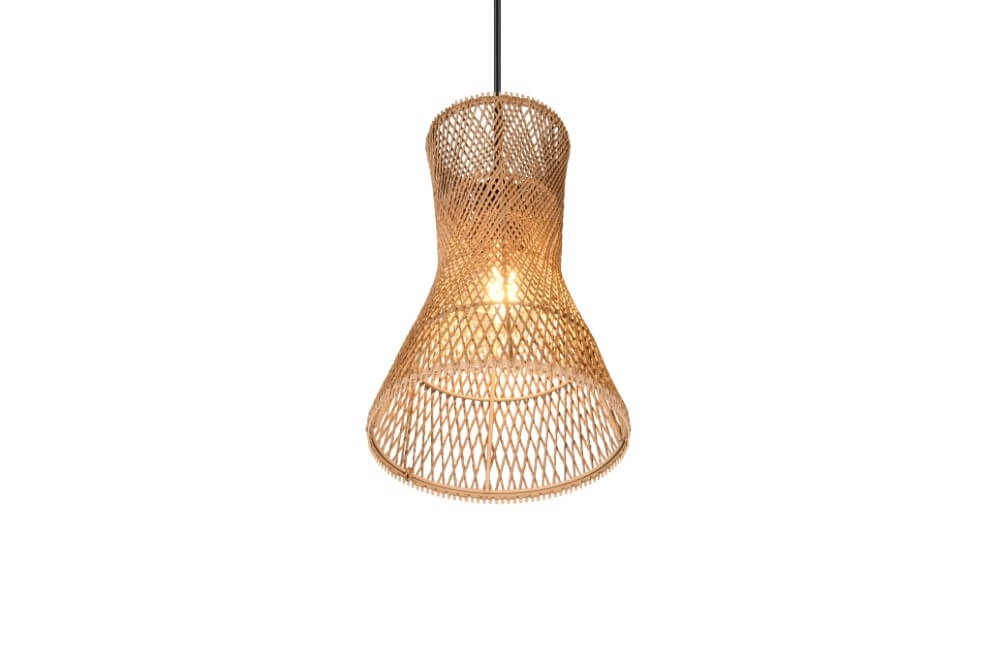 Design-Pendelleuchte Bijou schwarz mit Rattan Ø20cm Trio 4017807637304