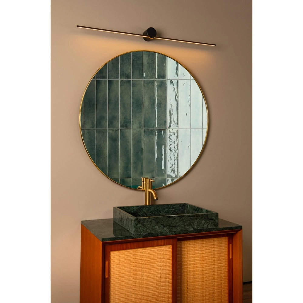 Elegante Badezimmerwandlampe Mizar IP44 90cm schwarz Lucide 5411212126931