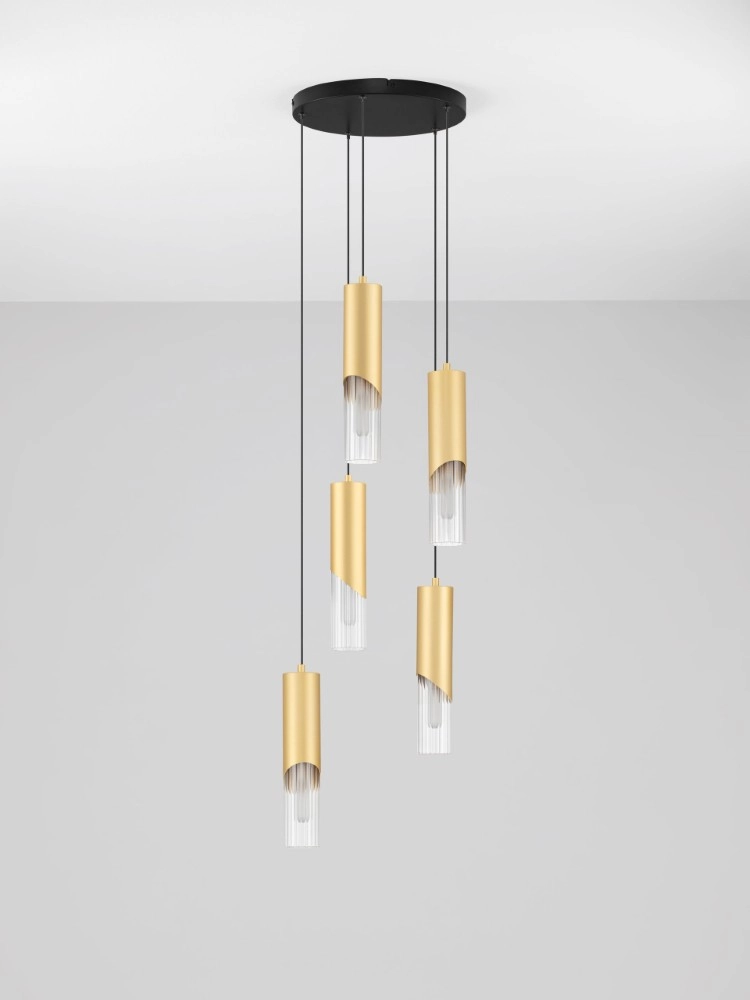 Design-Pendellampe Modesto Ø 33cm goldene 5-Licht Lyora 5212063501454