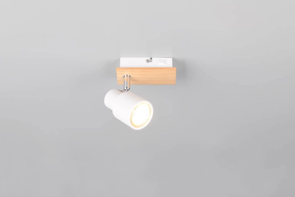 Design-Wandleuchte Pierre weiß mit Holz Trio 4017807638141