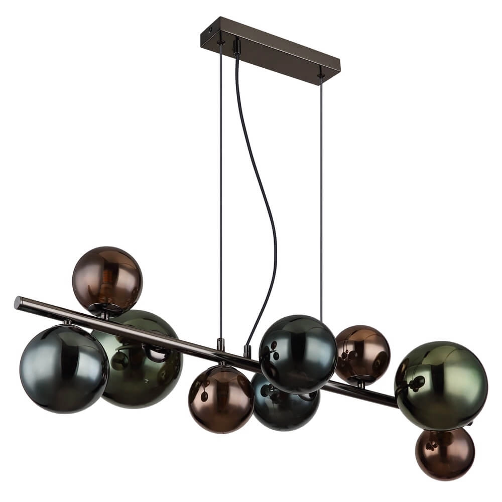Schwarze Pendelleuchte Riha Farbiges Glas 9-flammig Globo 9007371456116