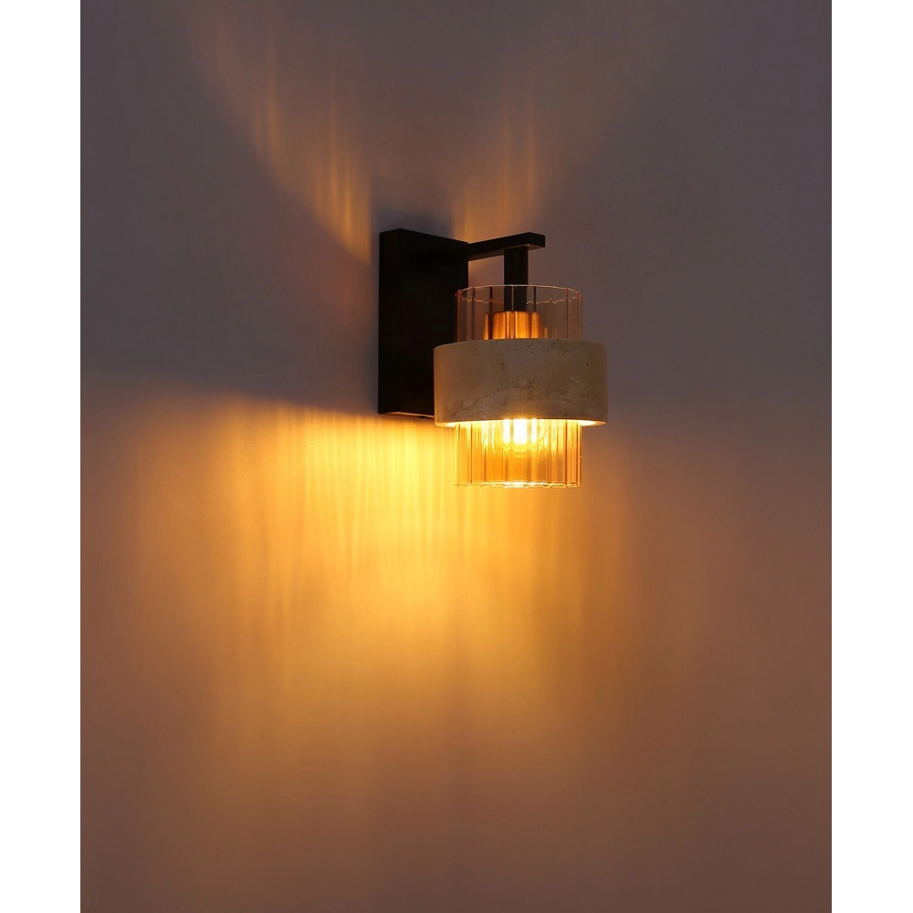 Wandlampe Daren Schwarz mit Marmor Globo 9007371589661