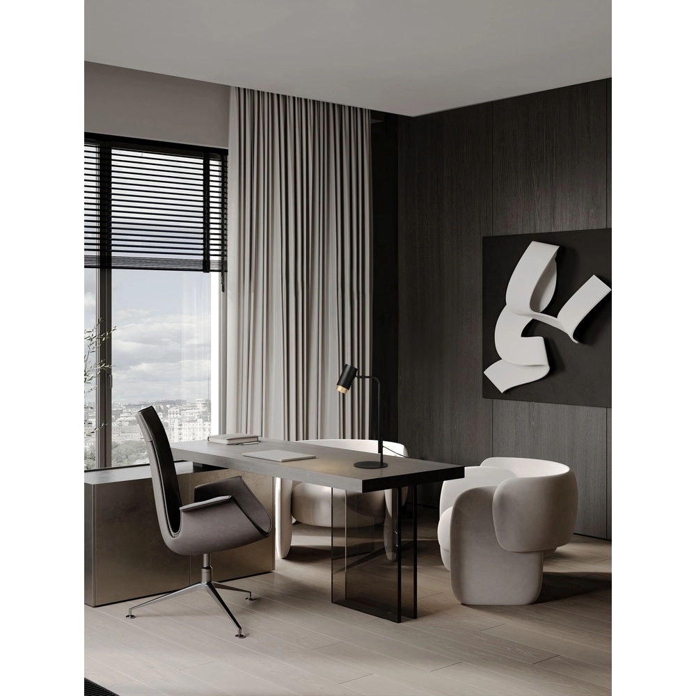 Schreibtischlampe Nessi schwarz mit gold Lyora 5212017475206