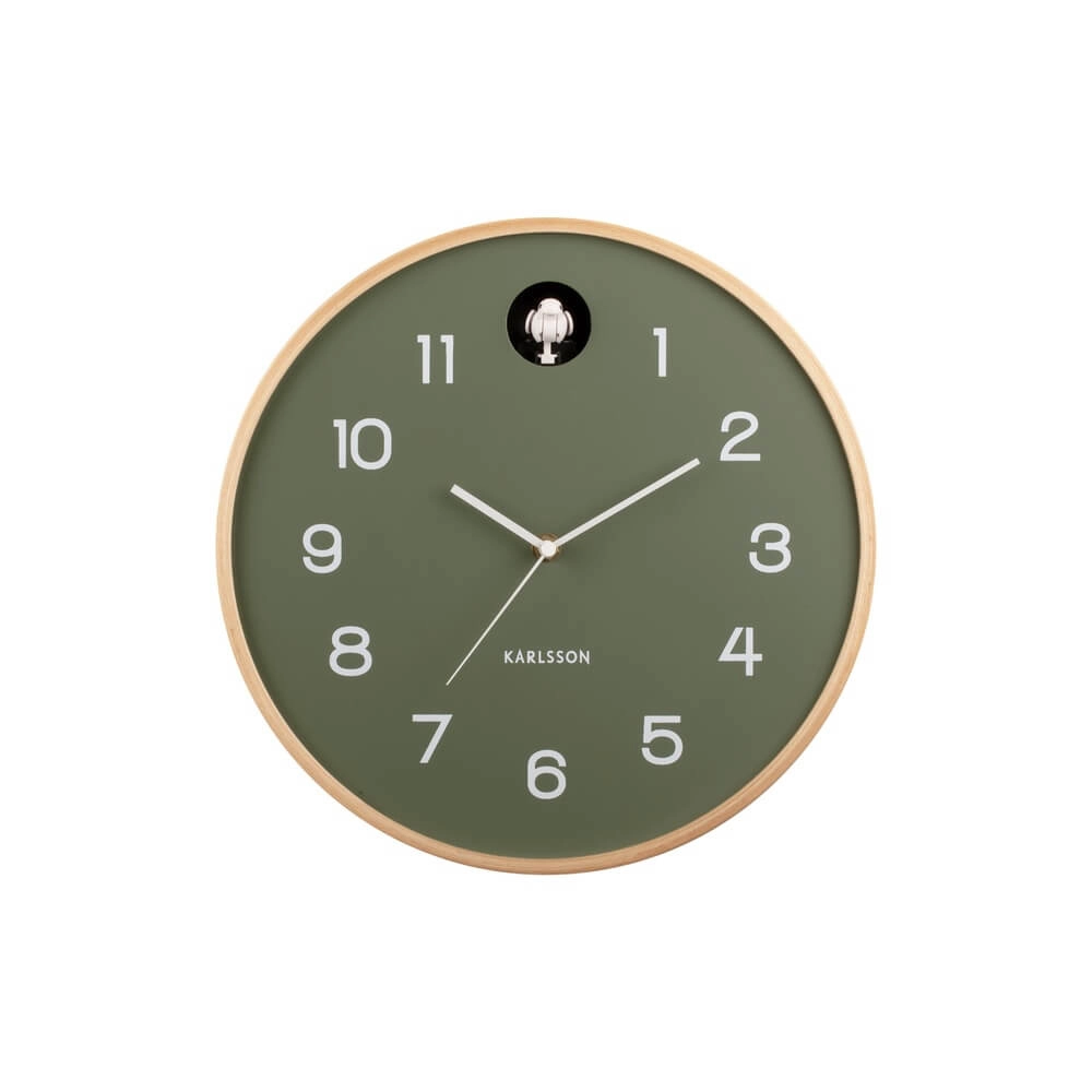 Wanduhr Natur Cuckoo grün - Ø 31,5cm