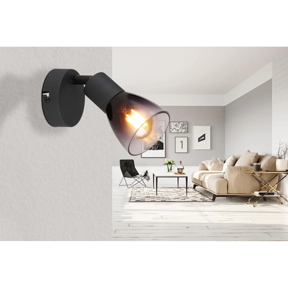 Schwarze Wandleuchte Satella Knöchel Globo 9007371446926