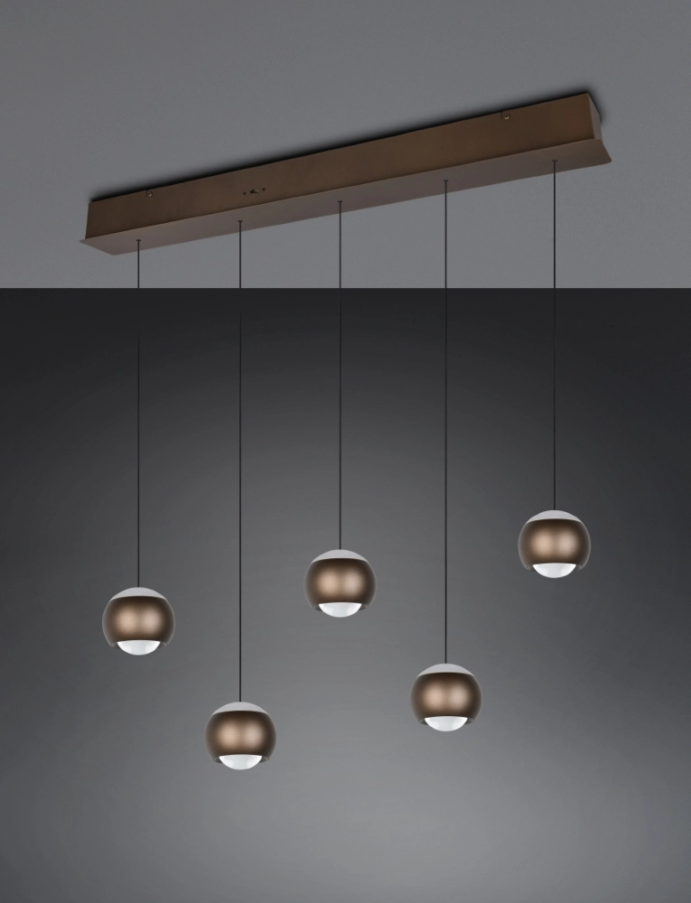 5-Licht LED-Pendelleuchten Orbit Esstisch – Platinbraun Trio 4017807686593