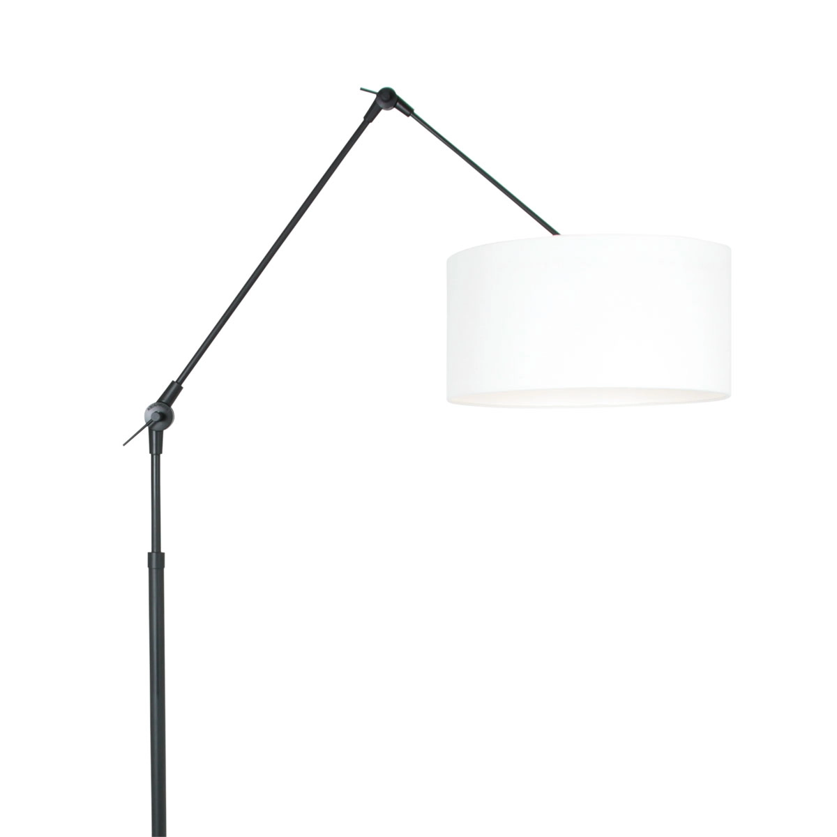 Stehleselampe Prestige Chic schwarz mit 40 cm weißem Leinenlampenschirm Steinhauer 8712746145847