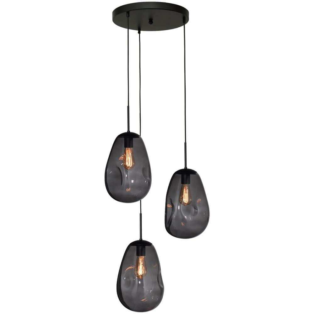 Pendelleuchte Lava 3x Rauchglas Ø 22,5cm