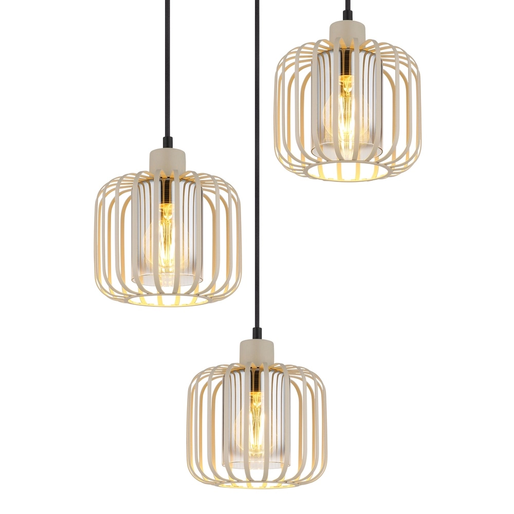 3-flammige Pendelleuchte Alfred rund sandbraun Globo 9007371531615