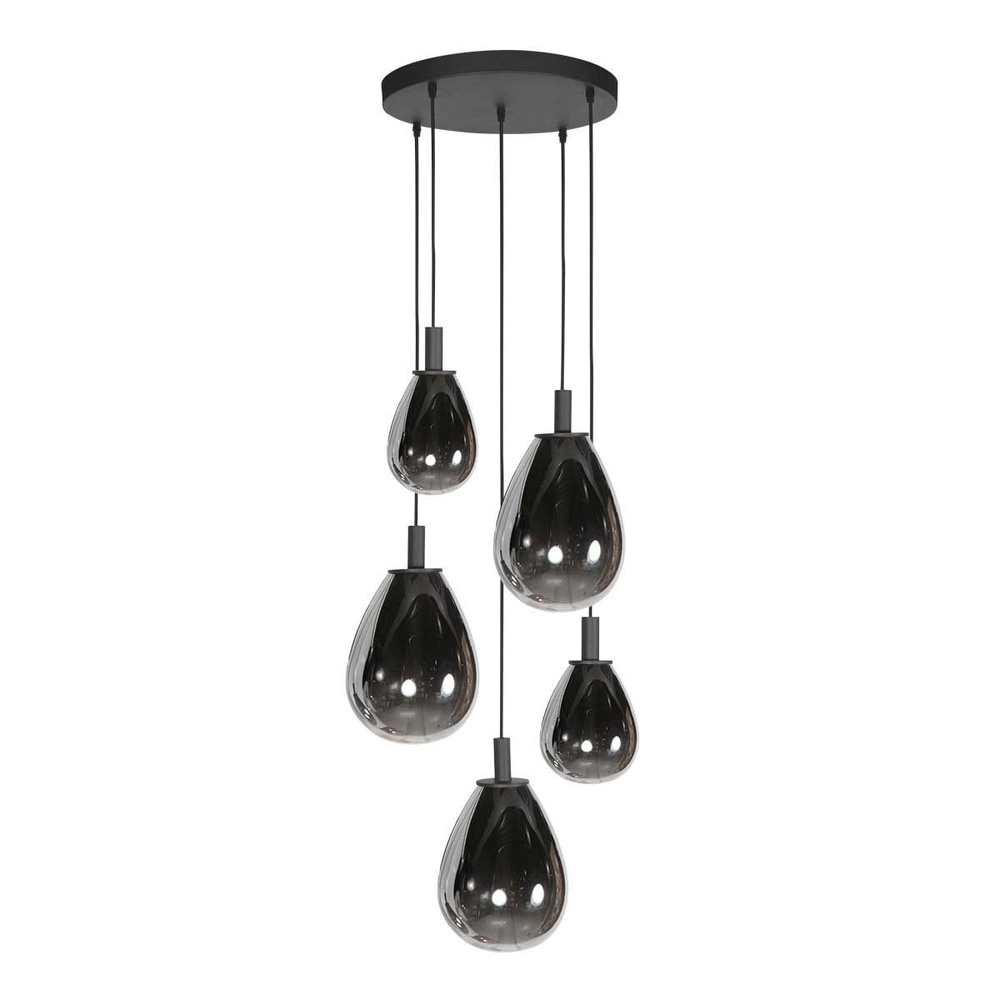 Pendelleuchte Glimsy 5-flammig schwarz rund Steinhauer 8712746177961