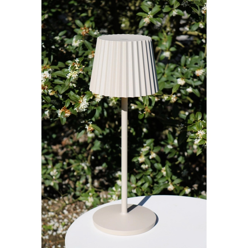 Wiederaufladbare Tischlampe Justine Sandbraun mit Ladestation Lucide 5411212272232