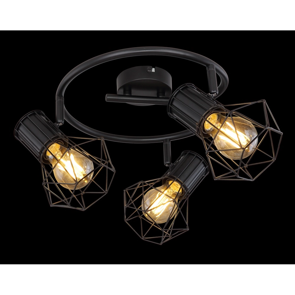 Runde Deckenlampe Priska 3-Licht Schwarz Globo 9007371403172