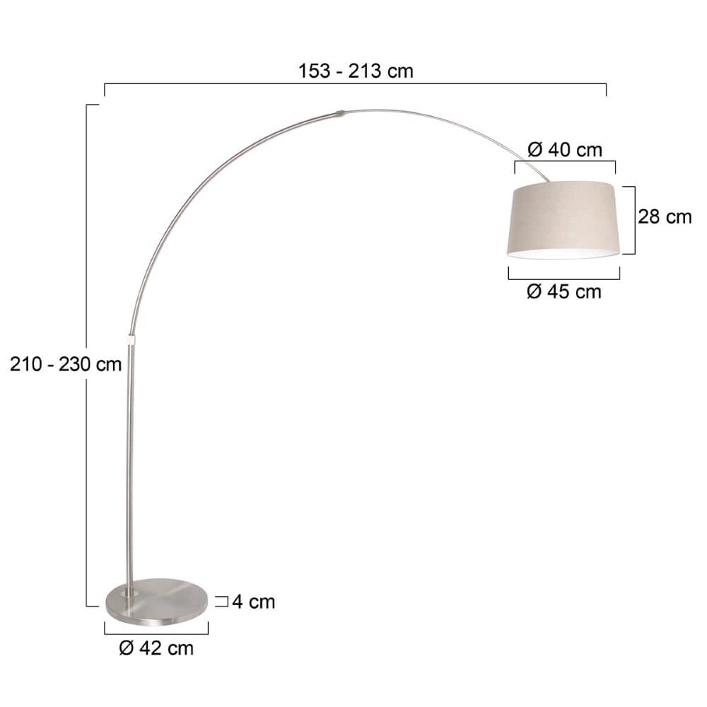 Bogenlampe Gramineus grau mit Taupe -Lampenschirm Steinhauer 8712746092868