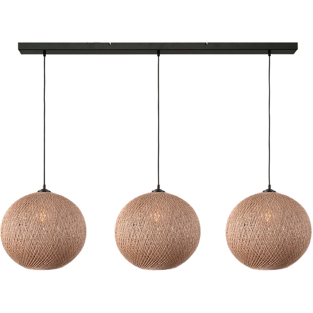 3-Licht Pendellampe Corda 130 cm Rattan Ø 40 cm