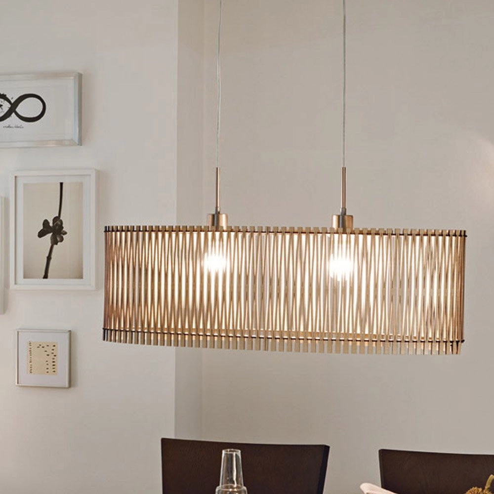 Pendelleuchte Sendero Oval Nickel Matt mit hellem Holzbraun Eglo 9002759961947