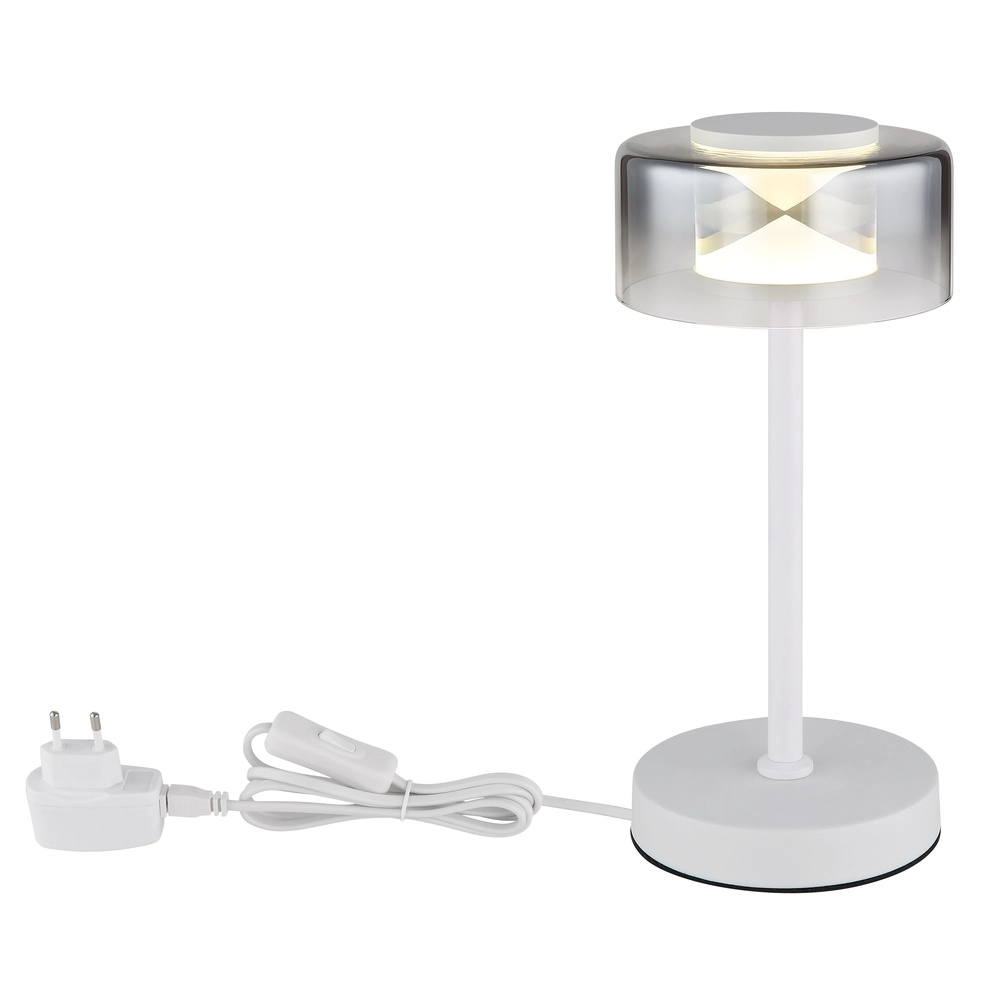 Design-Tischlampe Belinda weiß mit Rauchglas Globo 9007371575367