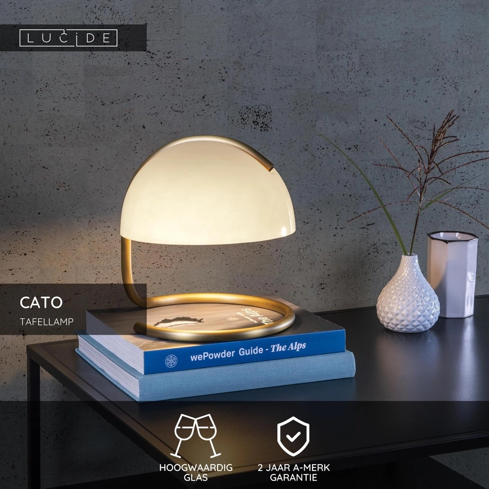Klassische Tischlampe Cato Weiß Lucide 5411212460851