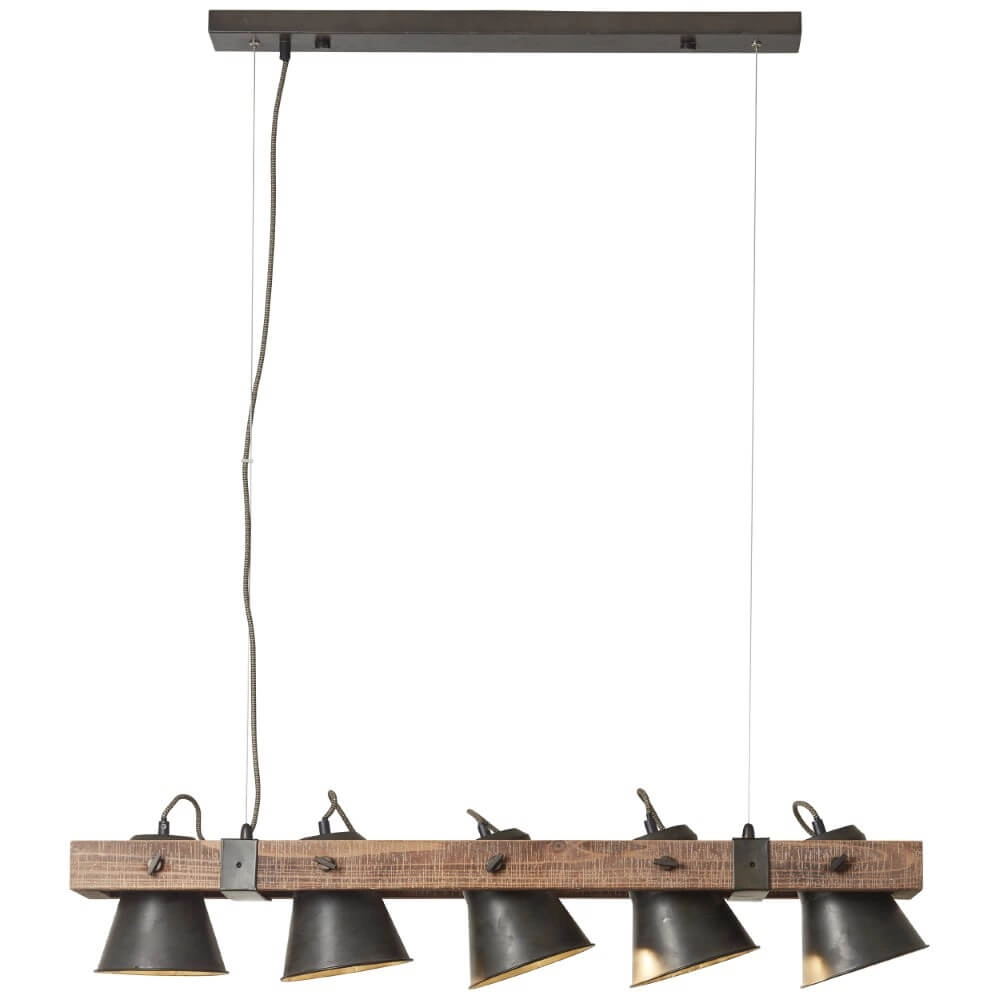Hängelampe mit 5 Leuchten Decca schwarz mit braun Brilliant 4004353361494