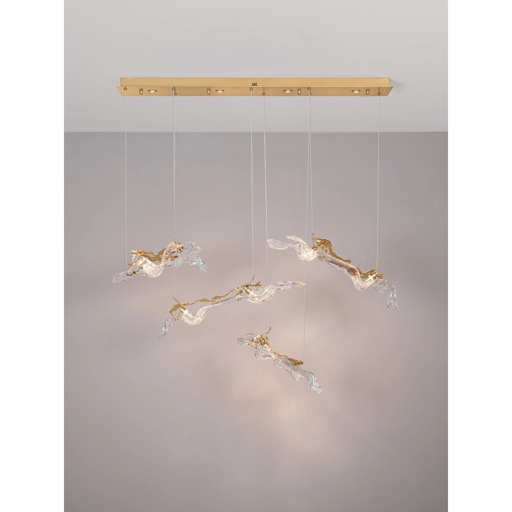 Goldene Pendellampe Avesa mit klarem Glas 128 cm Lyora 5212063500426