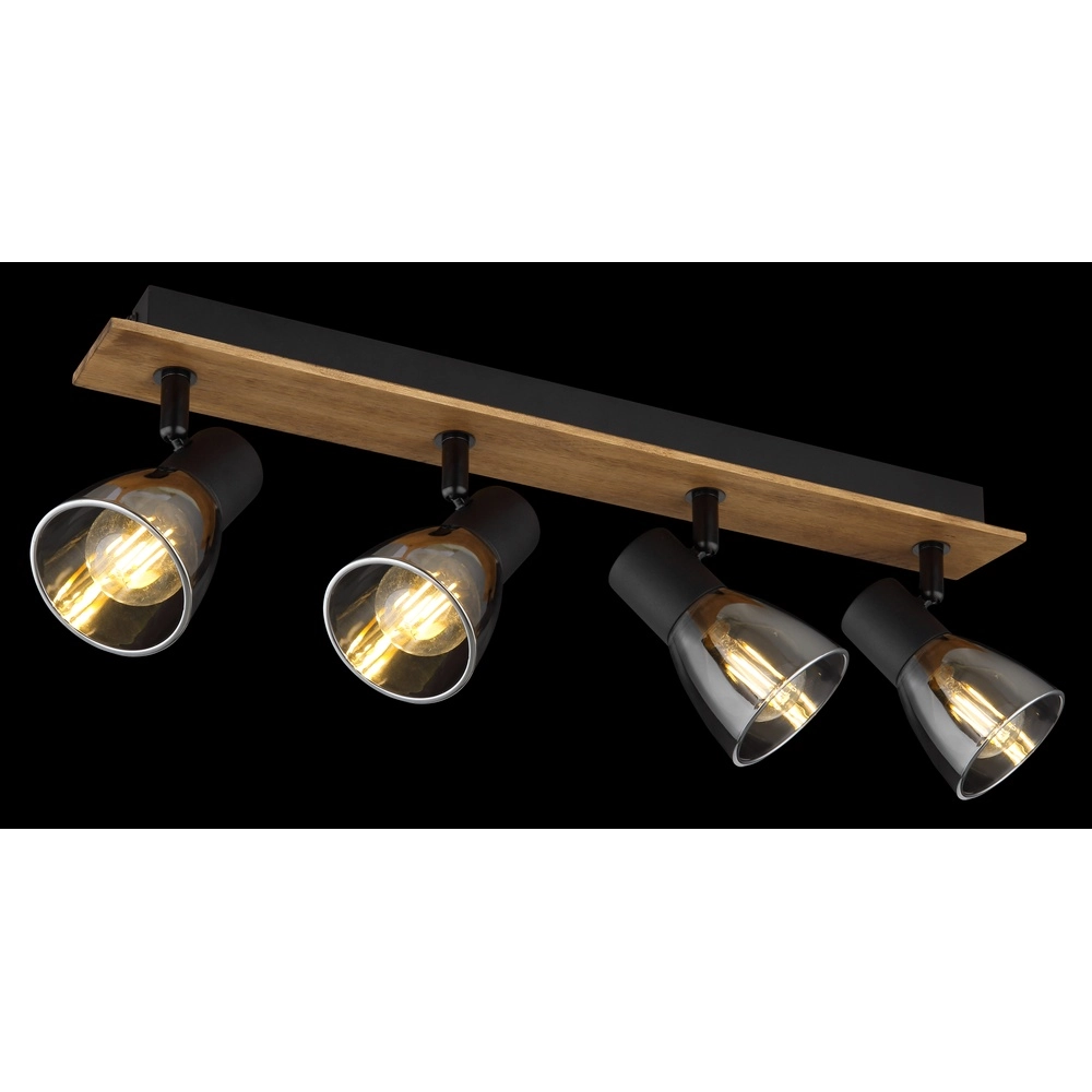 Deckenlampe Claude 4-hell schwarz mit Holz Globo 9007371434213