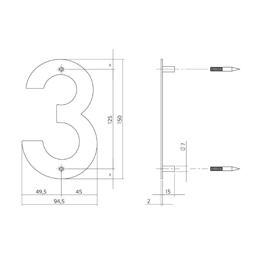 Hausnummer 3 Numbra 150x2mm Edelstahl Intersteel 8714186126721