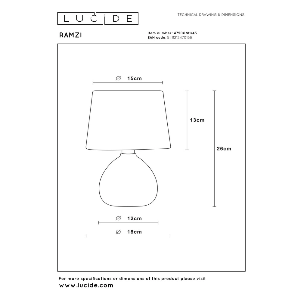 Tischlampe Ramzi Braun Lucide 5411212470188