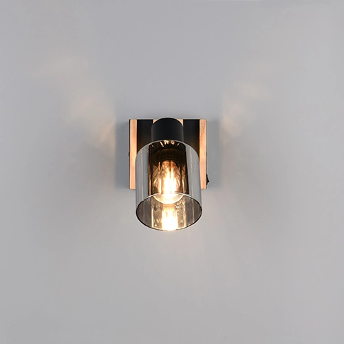 Wandlampe Travia Schwarz mit Holz Trio 4017807682588