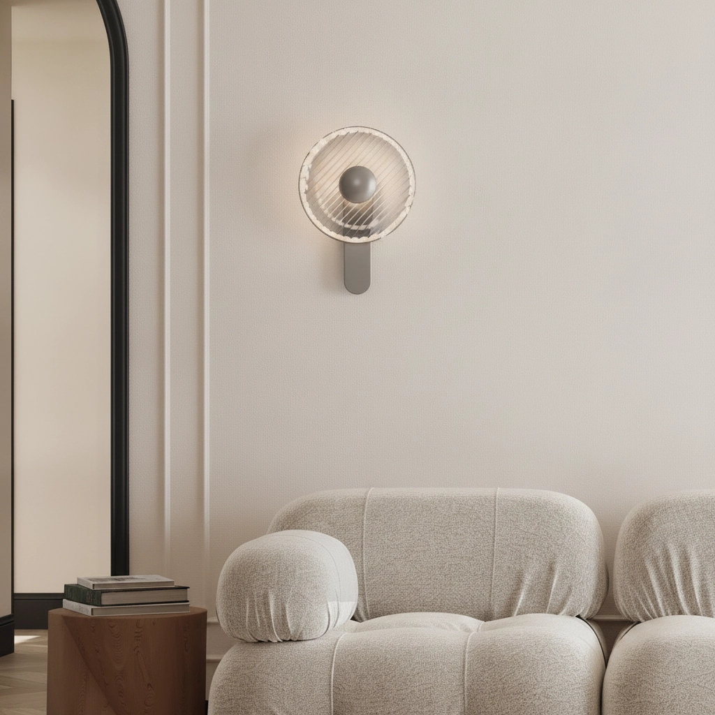 Design-Wandlampe Lavina silbergrau mit Rauchglas Ø 25 cm