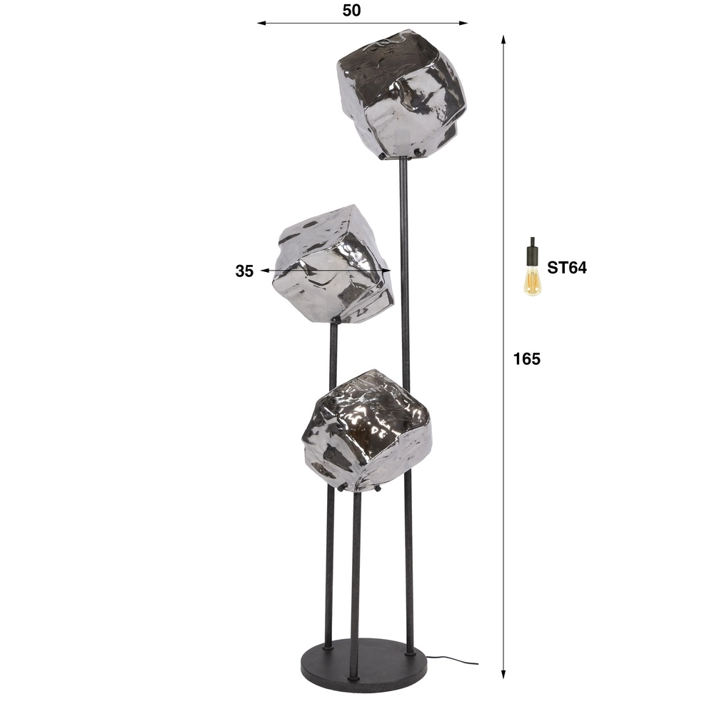 Moderne Stehlampe Rock 3-Licht – Chromglas Lyora 8716803511385