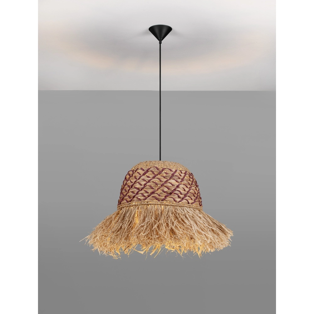 Stroh-Lampe Sorello Rot mit Braun