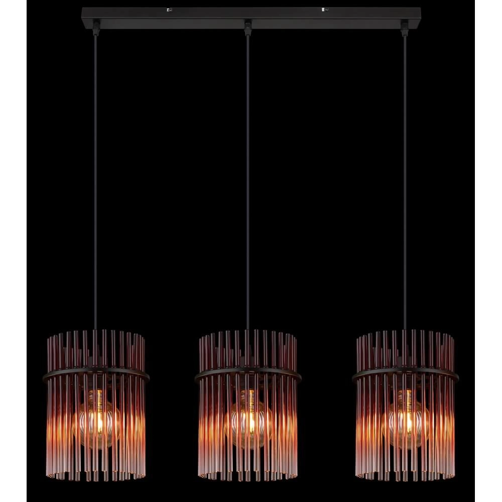Schwarze Pendelleuchte Gorley mit rotem Glas 3-flammig Globo 9007371465965