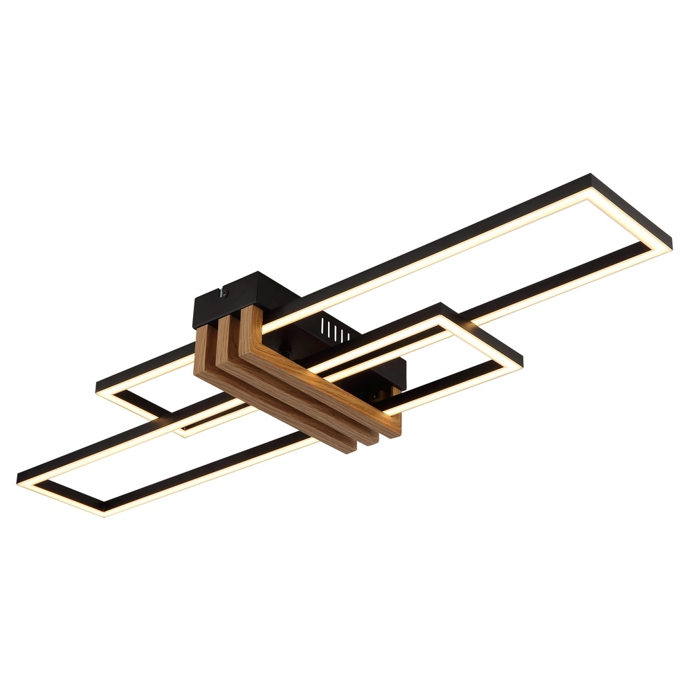 Moderne Deckenlampe Dakari I Schwarz mit Holz 80 cm