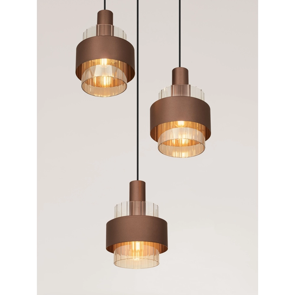 Moderne Pendellampe Serena 3-hell Kaffeebraun Lyora 5212063501140