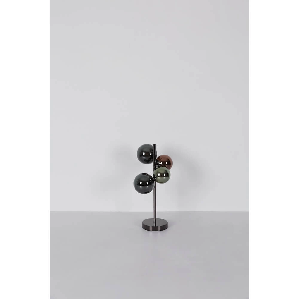 Schwarze Tischleuchte Riha Farbiges Glas 4-flammig Globo 9007371456109