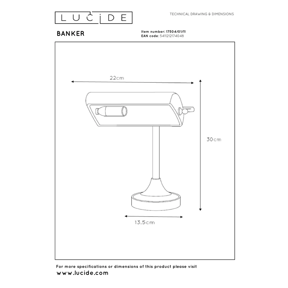 Schreibtischlampe Banker Chrom Lucide 5411212174048