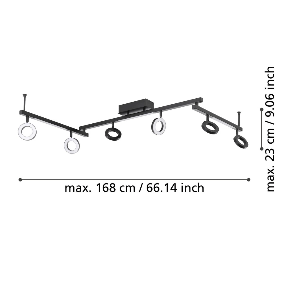 Schwarze LED-Deckenlampe Cardillio 1 160 cm Eglo 9008606255986