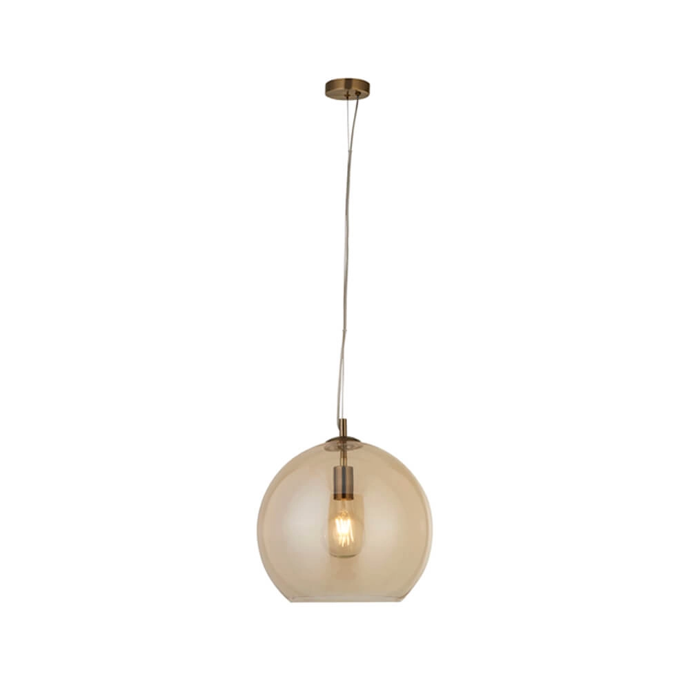 Glaspendelleuchte Balls Ø 25 cm messing mit Bernsteinglas Searchlight 5053423096650