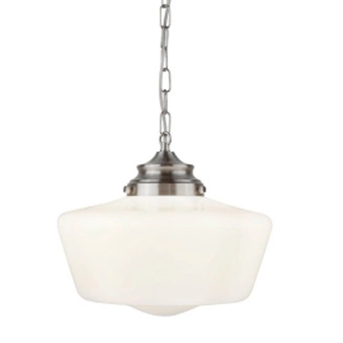 Hängelampe School House Ø 30 cm Matt silber mit weiß Searchlight 5053423137605