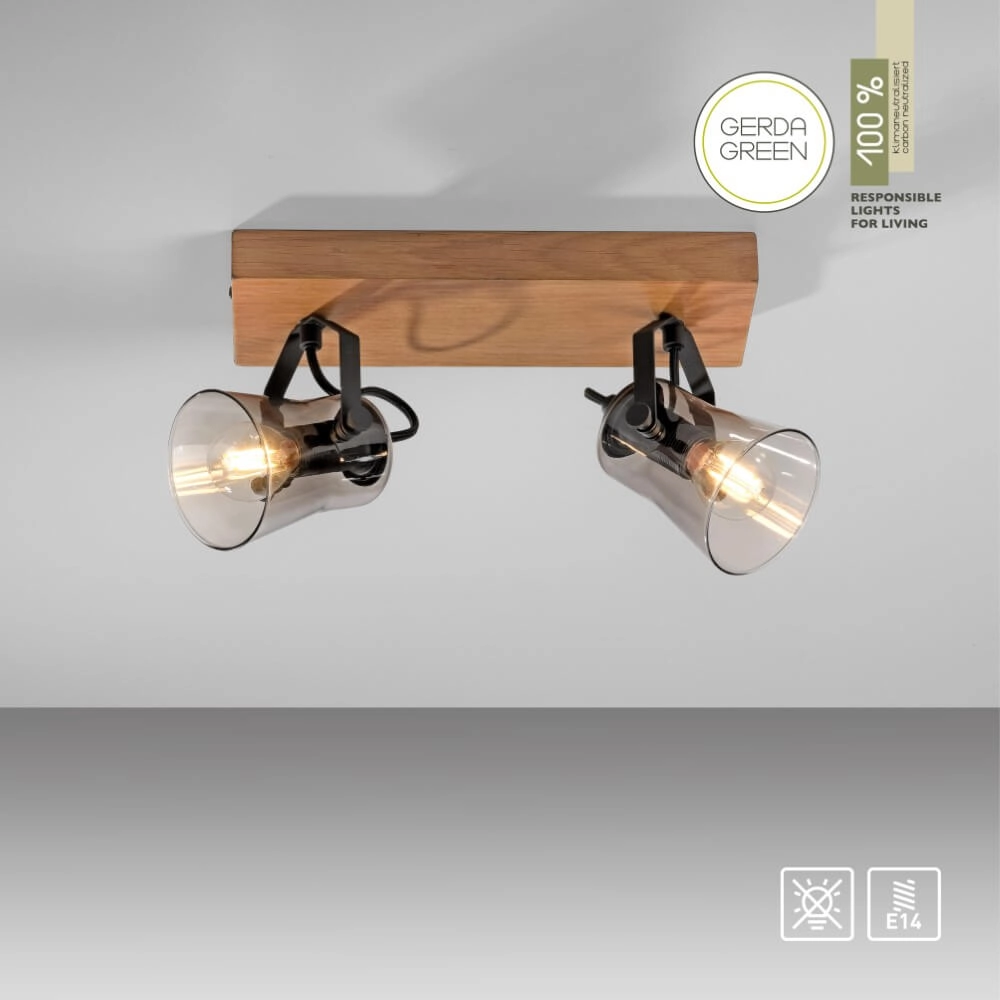 Deckenleuchte Green Langstrom Holz 2-flammig Just Light 4043689994877