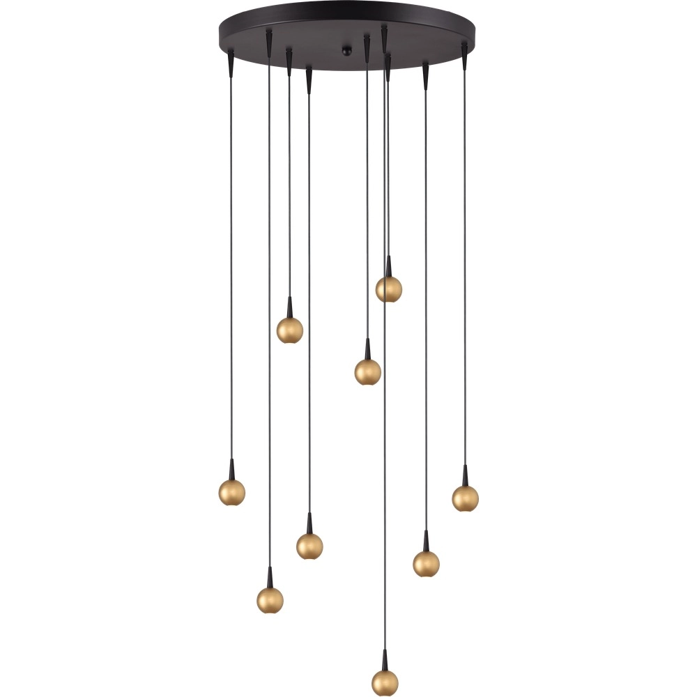 9-Licht Pendellampe Talana schwarz mit goldener Ø 50cm DTW